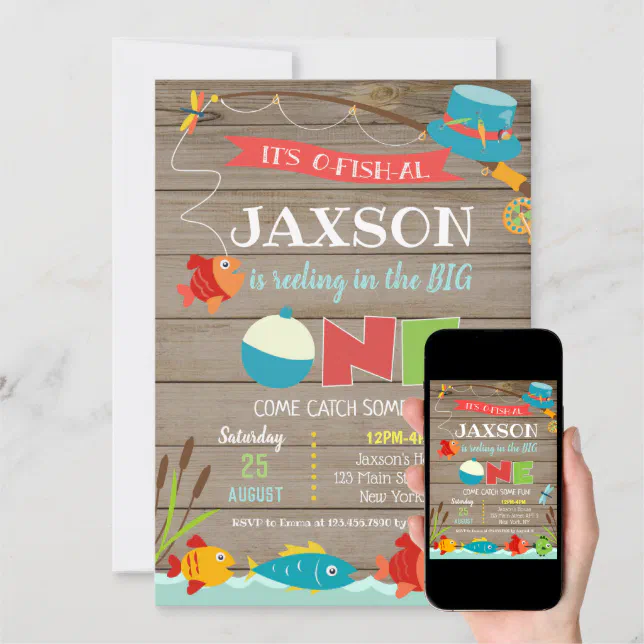 Fishing First Birthday Invitations | Zazzle