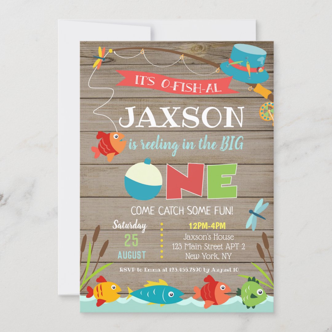 Fishing First Birthday Invitations | Zazzle