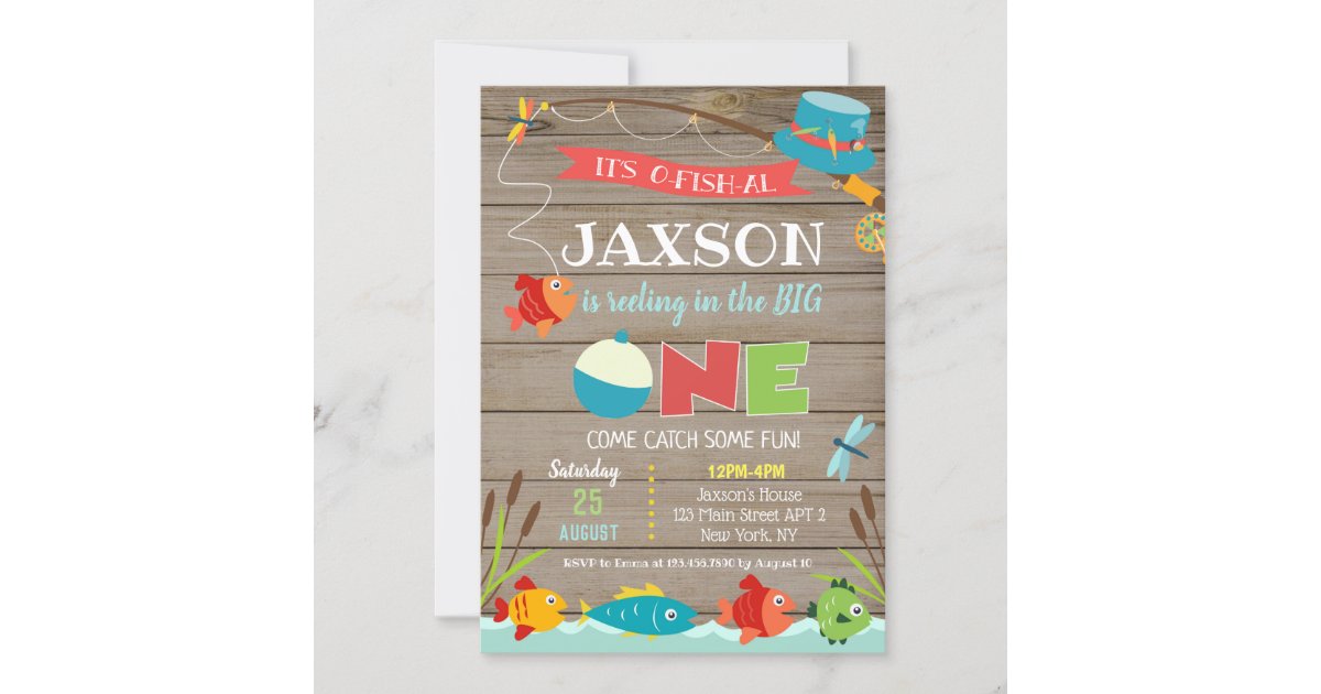Fishing First Birthday Invitations | Zazzle