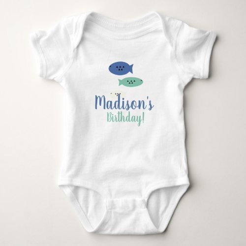 Fishing First Birthday Party Name    Baby Bodysuit