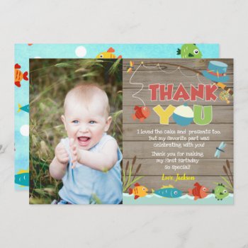Fishing Fish Birthday Thank You Cards by SugarPlumPaperie at Zazzle