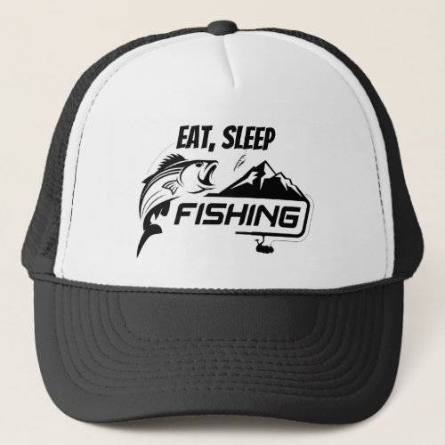 Fishing Fish Sport  Eat Sleep Quote Trucker Hat