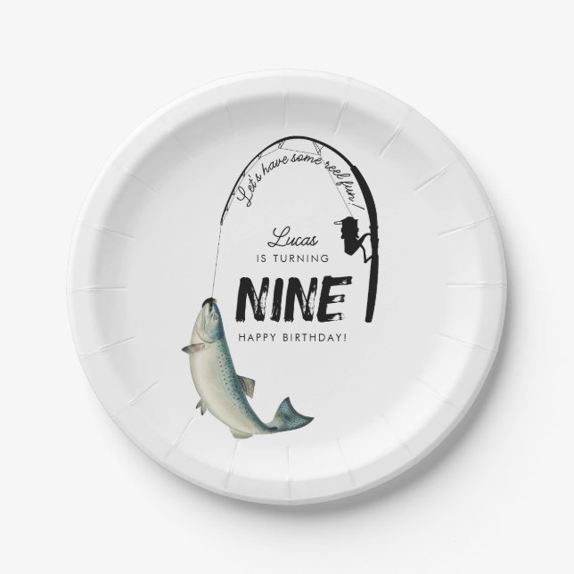 Fishing Fish Theme Reel Fun Kids Birthday Party Paper Plates (Front)