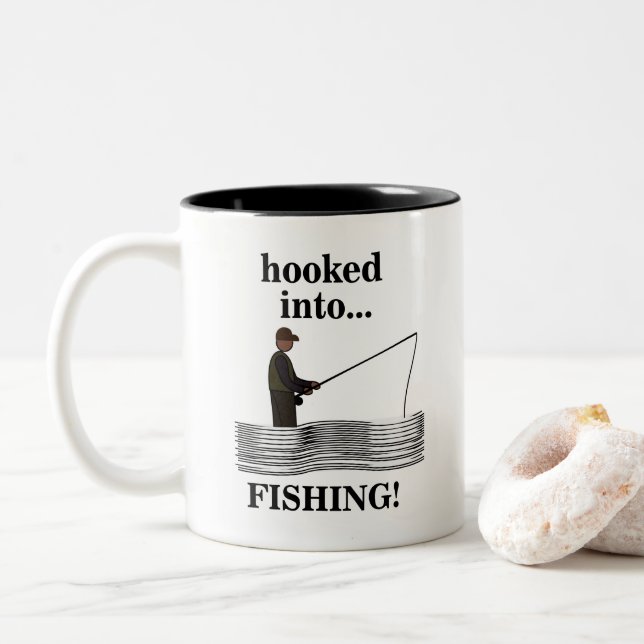 Fishing Fisherman Birthday Two-Tone Coffee Mug (With Donut)