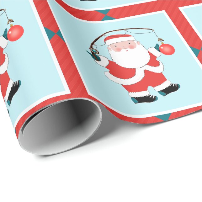 Fishing Fisherman Christmas Gift Wrapping Paper (Roll Corner)