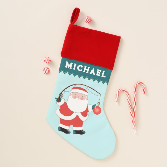 Fishing Fisherman Christmas Stocking (Front)