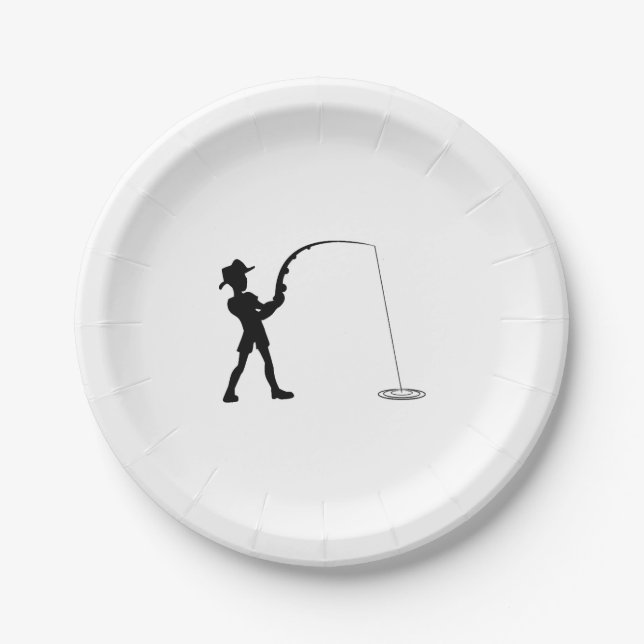 Fishing Fisherman Fish Paper Plates (Front)