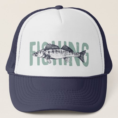 Fishing Fisherman Fish Text Art  T_Shirt Trucker Hat