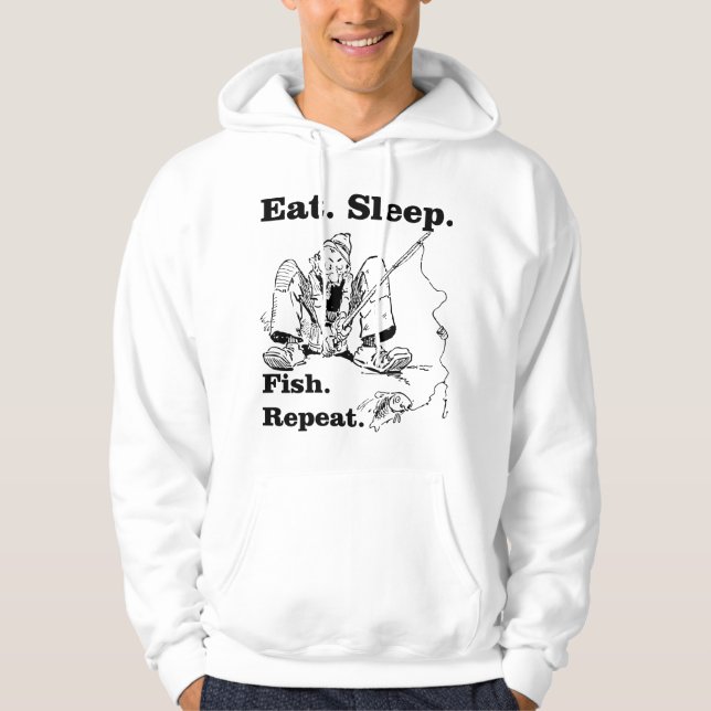 Fishing Fisherman Funny Eat Sleep Fish Repeat Fish Hoodie (Front)