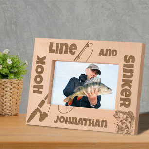 Fishing Fisherman Hook Line Sinker Custom Name Engraved Frames