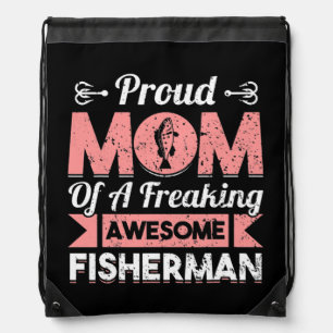 Fishing Fisherman Mother Fisher Mom Fish  Drawstring Bag