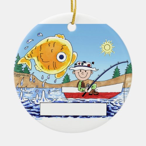Fishing Fisherman _ Personalized Cartoon Ceramic Ornament