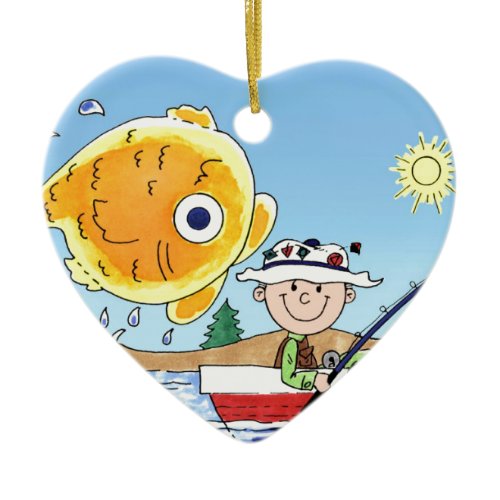 Fishing, Fisherman - Personalized Cartoon Ceramic Ornament