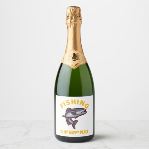 Fishing fishing design sparkling wine label