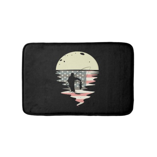 Fishing fishing rod fishing pole USA flag fishing Bath Mat