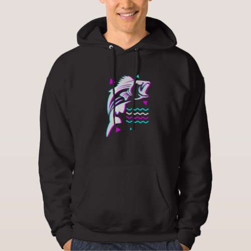 Fishing Fishing Vaporwave Bass Fish Aesthetic Glit Hoodie