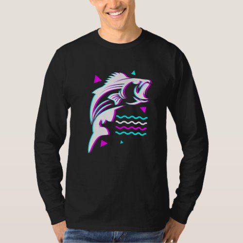 Fishing Fishing Vaporwave Bass Fish Aesthetic Glit T_Shirt