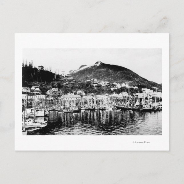 Fishing Fleet and Deer Mountain at Ketchikan Postcard (Front)