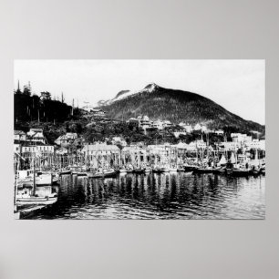Fishing Fleet and Deer Mountain at Ketchikan Poster