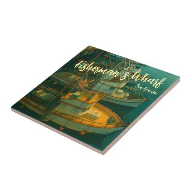 Fishing Fleet at Fisherman’s Wharf, San Francisco Ceramic Tile (Side)