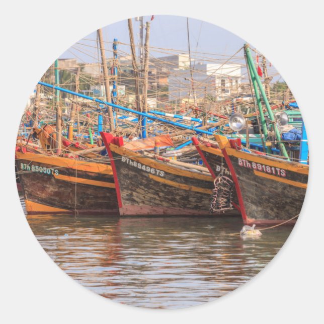 Fishing fleet classic round sticker (Front)