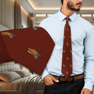 Fishing Flies Fisherman Burgundy Neck Tie