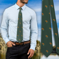 Fishing Flies Fisherman Dark Forest Green Neck Tie