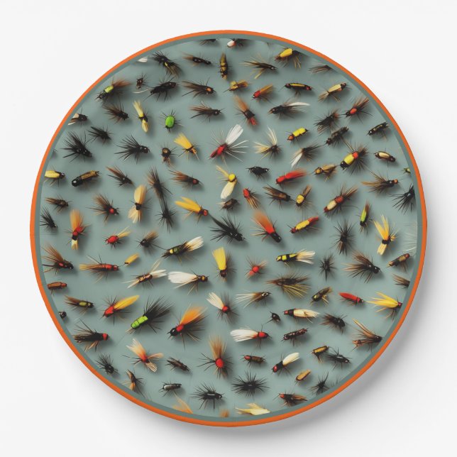 Fishing Flies  Paper Plates (Front)