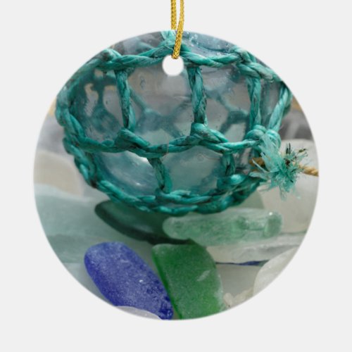 Fishing float on glass Alaska Ceramic Ornament