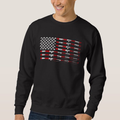 Fishing Fly Rod American Flag For Fisherman Sweatshirt