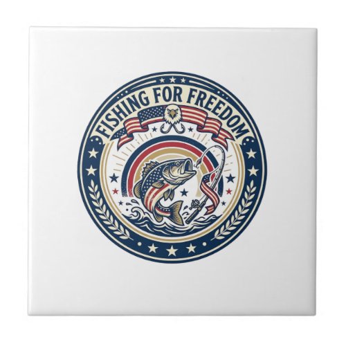 Fishing For Freedom Patriotic Patriotic Hobby Vint Ceramic Tile