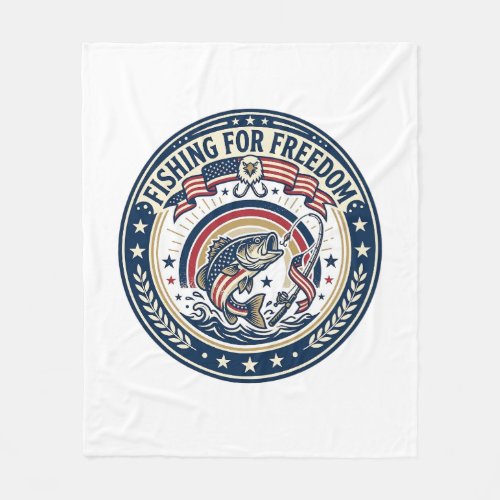 Fishing For Freedom Patriotic Patriotic Hobby Vint Fleece Blanket