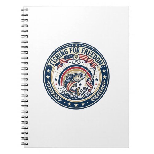 Fishing For Freedom Patriotic Patriotic Hobby Vint Notebook