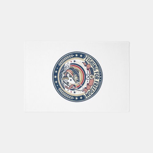 Fishing For Freedom Patriotic Patriotic Hobby Vint Rug