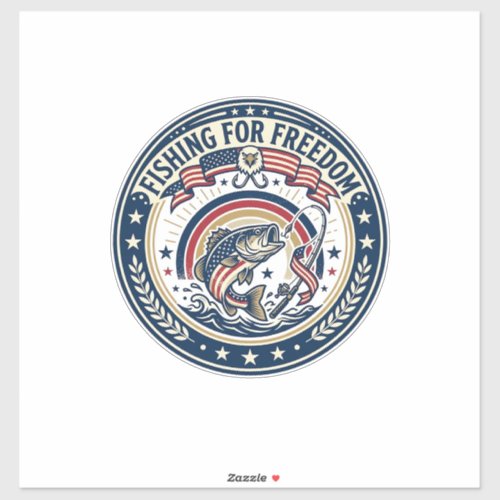 Fishing For Freedom Patriotic Patriotic Hobby Vint Sticker