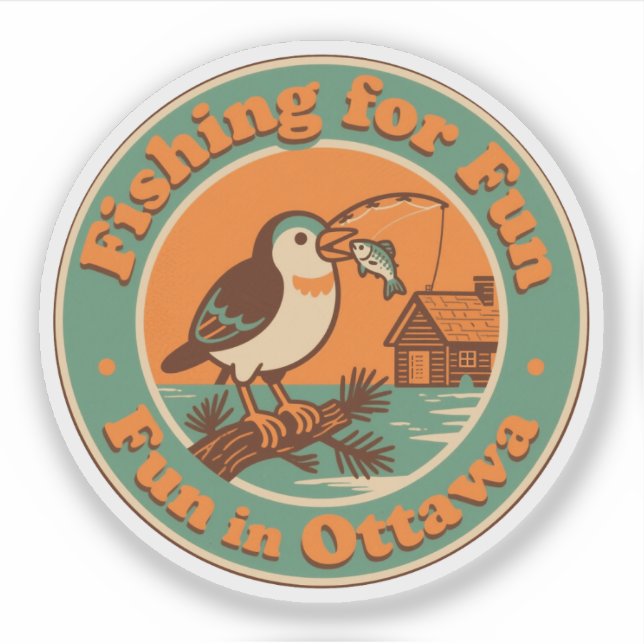 Fishing for Fun in Ottawa Art Sticker (Front)