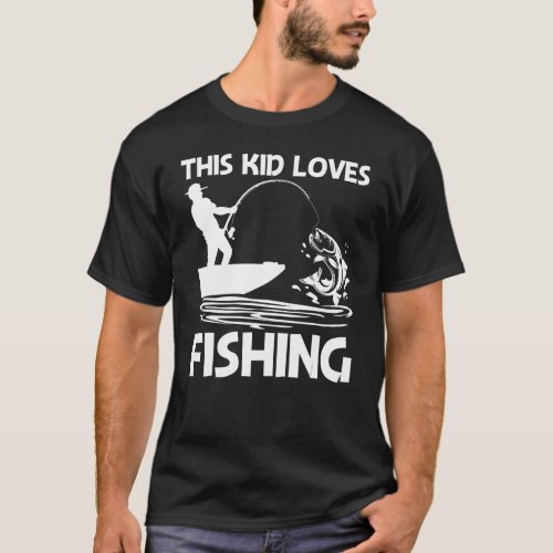 Fishing For Kids Boys Fisherman Bait Boat Trip T_Shirt