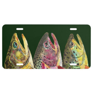 Fishing for Three Fat Trout License Plate