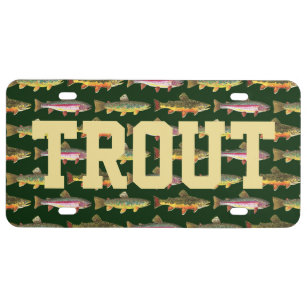 CafePress - Brook Trout Fly Fishing License Plate Frame - Chrome