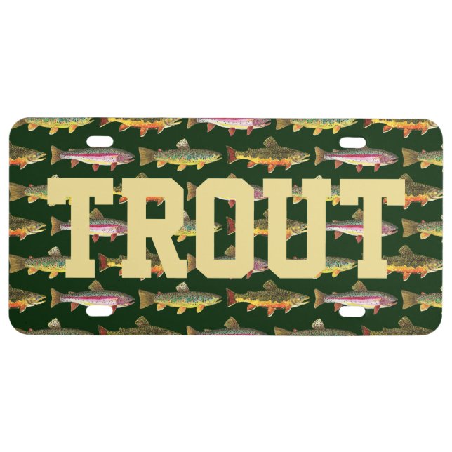 Fishing for Trout | Brook, Rainbow, Brown License Plate (Front)