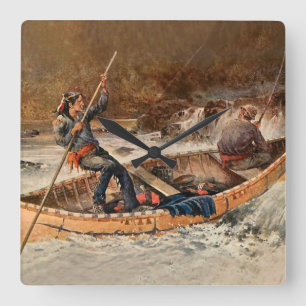 “Fishing for Trout” Western Art by Frank Feller Square Wall Clock