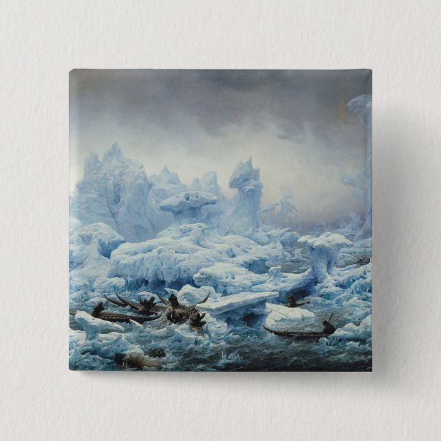 Fishing for Walrus in the Arctic Ocean, 1841 Button (Front)