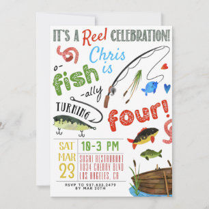 Fishing Fourth Birthday Invitation