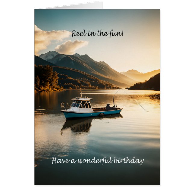 Fishing From a Boat Birthday Cards (Front)