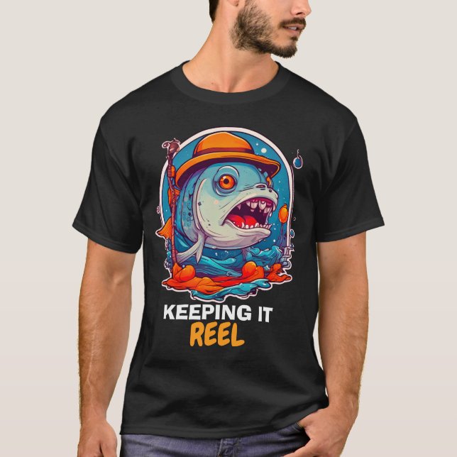 Fishing Funny Cartoon T-Shirt (Front)