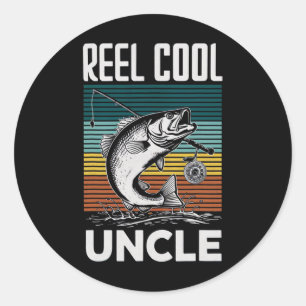 Fishing Funny Mens Reel Cool Uncle For Men Classic Round Sticker
