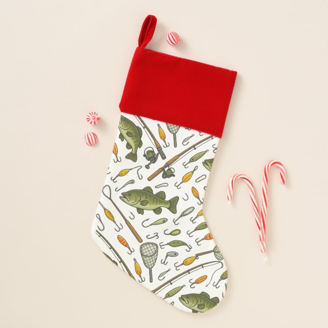 Fishing Gear Design for Anglers Christmas Stocking (Front)