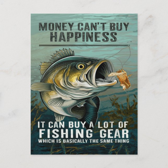 Fishing Gear Happiness Postcard (Front)
