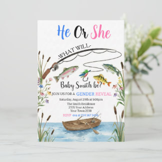 Fishing Gender Reveal Invitation, Fish-HE Fish-SHE Invitation