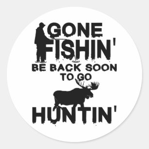 Fishing gone fishing rod fish fishing line classic round sticker